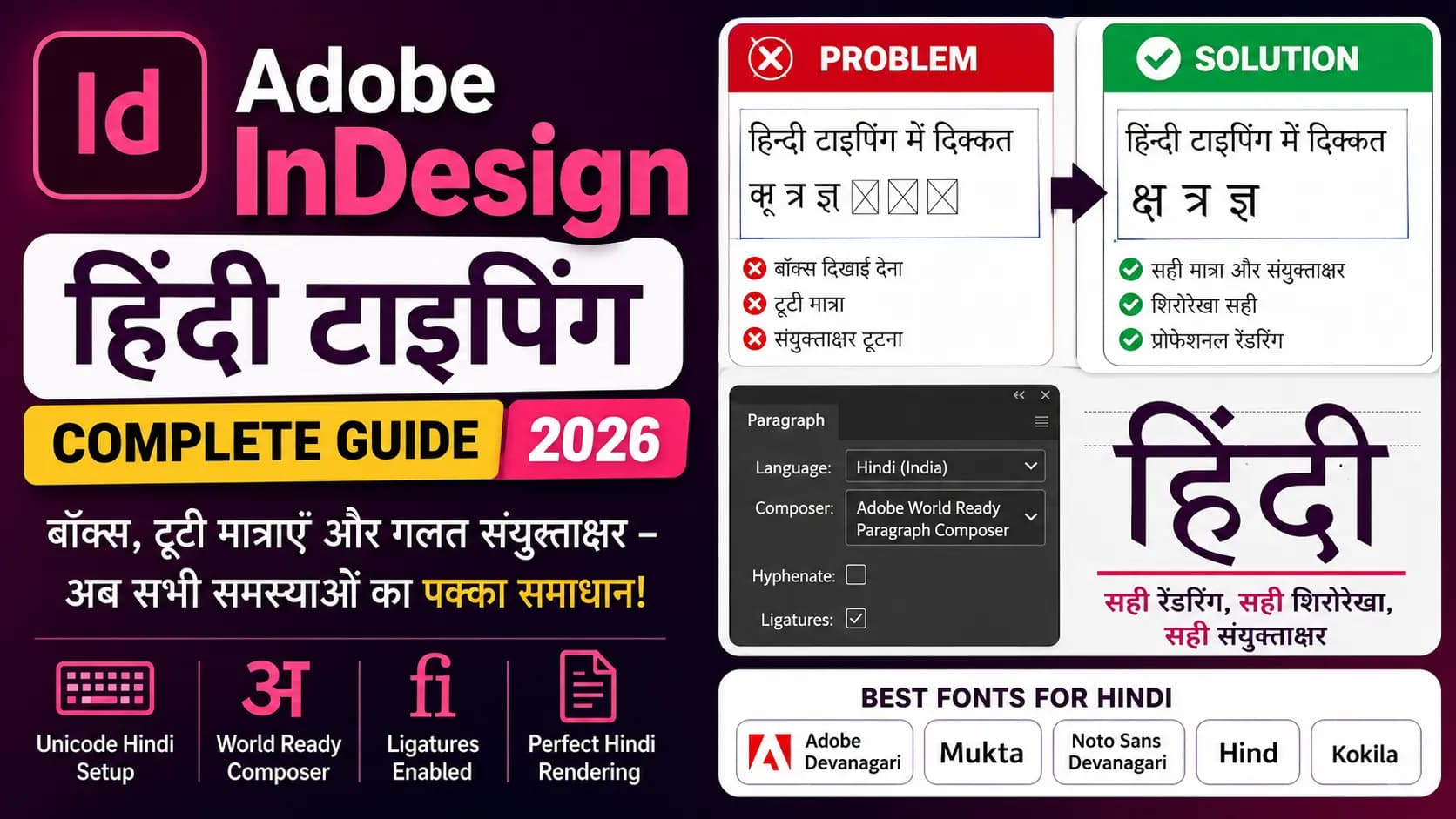 Adobe InDesign Hindi Typing Guide (2026) – Unicode Setup, Shree Lipi Workflow & Every Font Issue Fixed