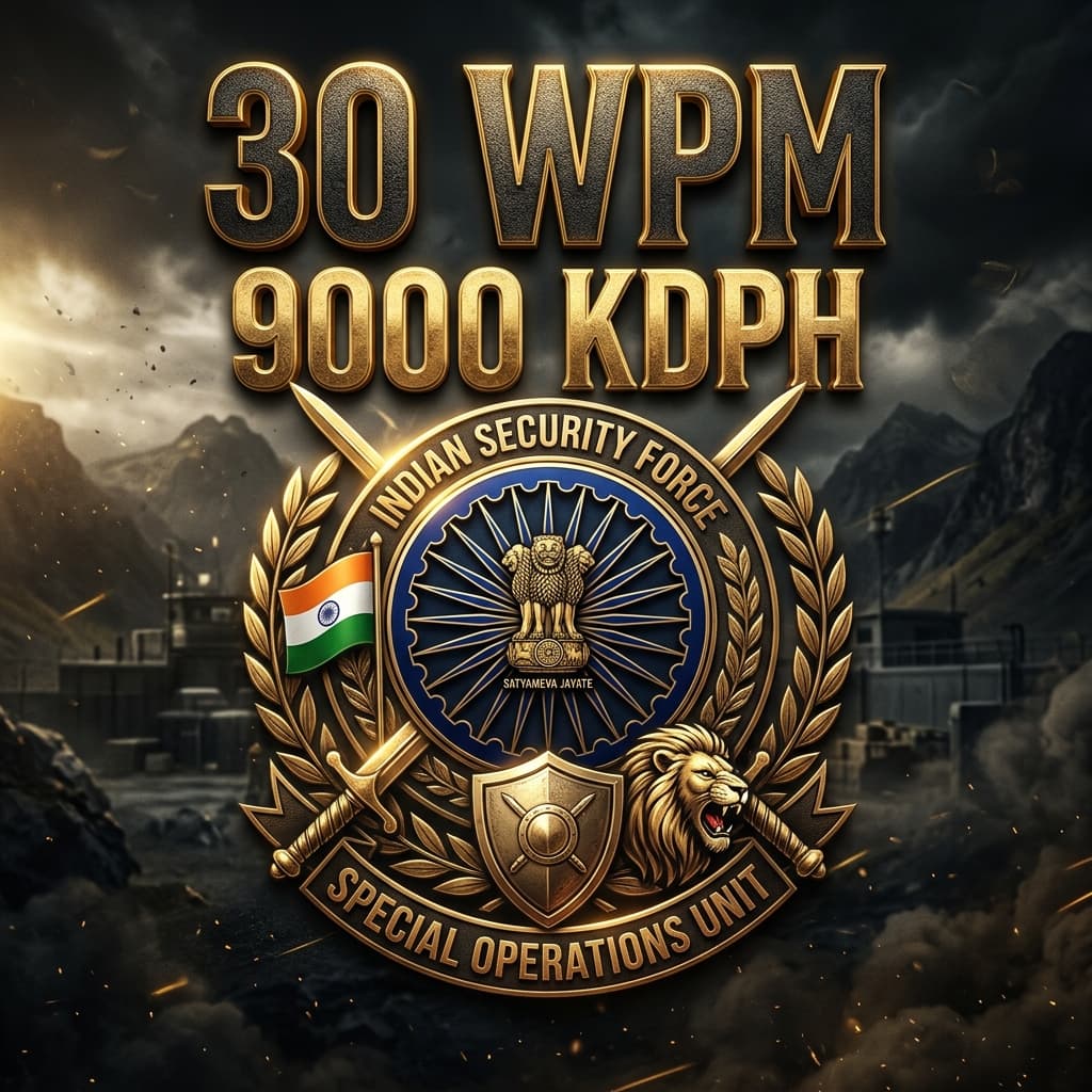 CISF Head Constable Ministerial typing test requirement 30 WPM Hindi 9000 KDPH 2026