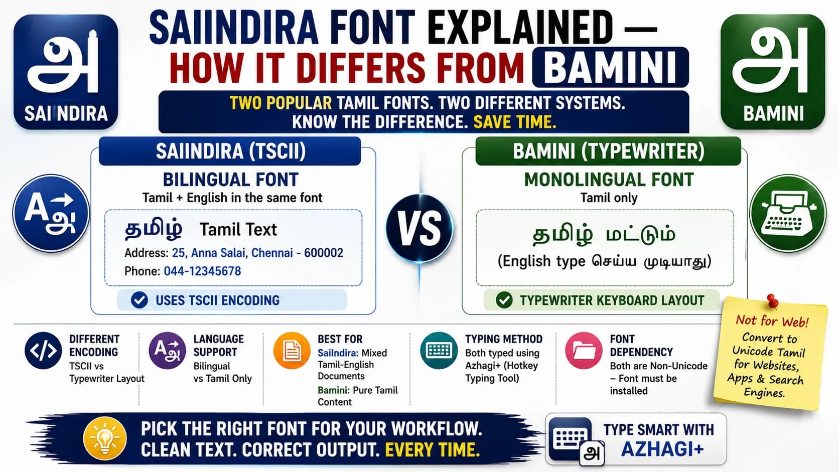 SaiIndira vs Bamini Tamil fonts comparison