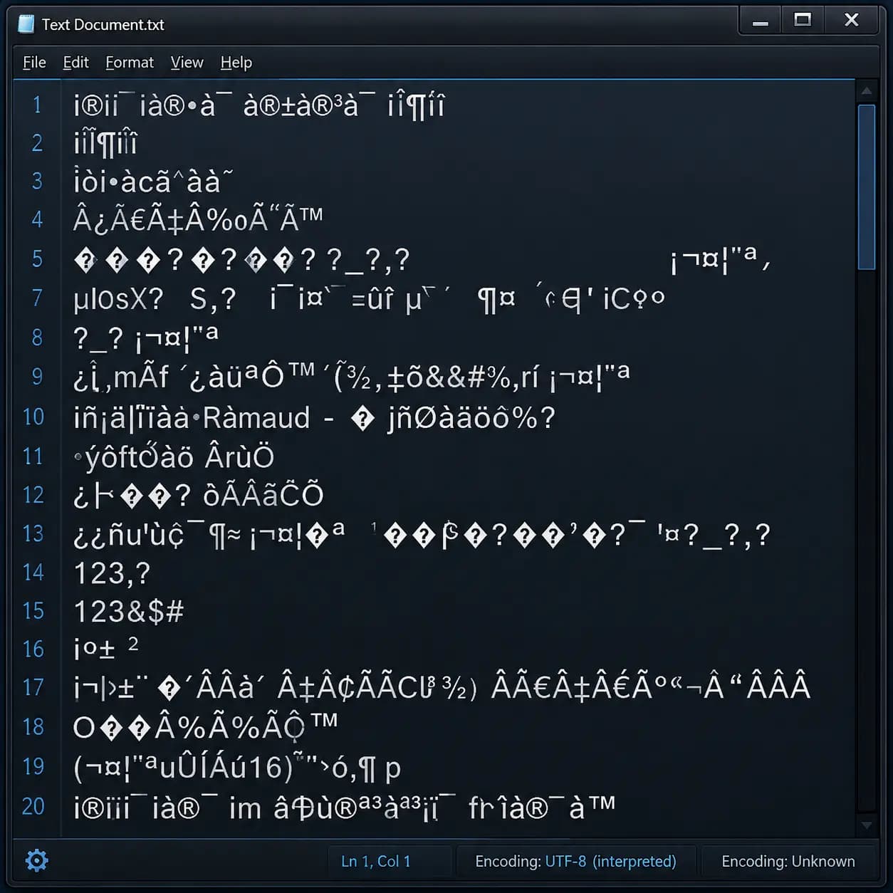 Garbled text result when TAB converted Tamil text is applied to a Bamini font by mistake